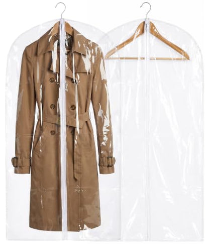 Handy Laundry Clear Vinyl Gown Bag - Protect Your Clothing While Traveling and Dust Free While Hanging in Your Closet. Ideal for Coats, Suits, Dresses or Gowns - Set of 2 (24 X 65 Inches) - size: 24" x 65", style: Clear Vinyl