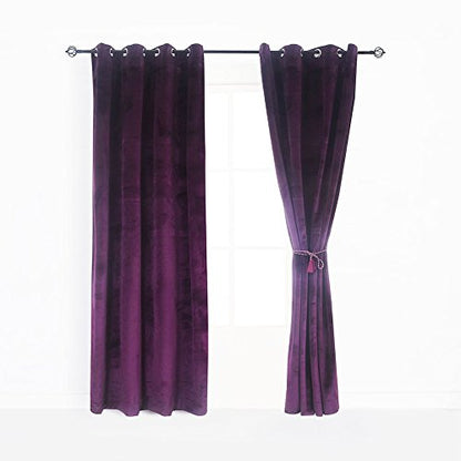 Cherry Home Set of 2 Velvet Flannel Room Darkening Blackout Curtains Panels Drapes Grommet 52 Wide by 108 Long Purple for Living Room - color: Purple, size: 78.7"W x 118.1"L (Pack of 1)