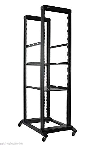 Server Rack Open Frame 4 Post 19 inch Adjustable Server/Audio Rack Cold Rolled Steel (42U 31" with Shelves) - size: 42U 31" with shelves