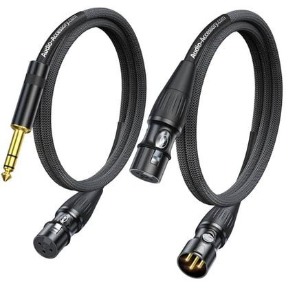 AA AUDIO ACCESSORY XLR Female to 1/4 Cable with XLR Cable 10ft Bundle, Rean Connectors from Neutrik, Kevlar-Reinforced Nylon Braided TRS Cable, Balanced Quarter Inch Cord, OFC - size: 10ft, style: XLR Female to 1/4 & XLR Cable