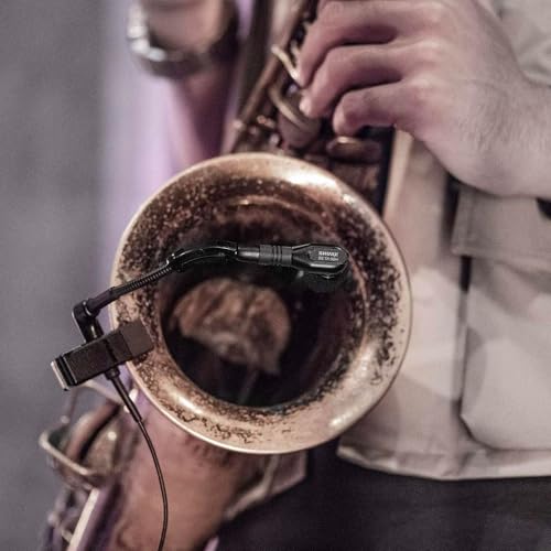 Shure Wired BETA 98H/C Microphone - Miniature Instrument Mic with Wired XLR Connector, Cardioid Condenser, Clip-on with Gooseneck for Sax/Brass or Rim of Percussion (BETA98H/C) - style: Wired - XLR