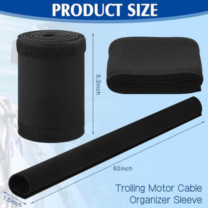Poen 2 Pcs 60 Cable Management Sleeve Neoprene Cord Organizer Reversible Flexible Cable Sleeve Wrap Cover DIY Adjustable Hole Wire Protect Black for Office Computer Home(120 Inch) (Pack of 2)