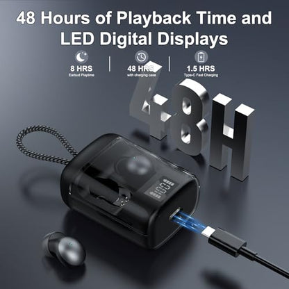Sleep Earbuds Bluetooth 6.0 in Ear, 2026 New Mini Sleep Headphones with Sleep Monitor and APP, Sleepbuds for Side Sleepers, 48H Playtime Sleep Earphones with Personal Alarm/Small Earplugs, D-Black