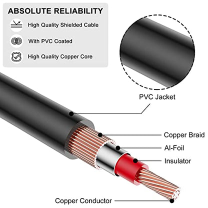 J&D Dual 1/4 inch TS to RCA Cable, 9 feet, Heavy Duty Audio Interconnect, Compatible with AV Receiver, Speaker, Amplifier - size: 9 Feet