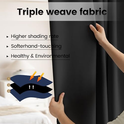 Wall to Wall Room Divider Curtains, Blackout Ceiling Track Curtains with Hook, Extra Wide Theater Curtains for Living Room (1Panel, Black, W10ft x H7ft) - color: Black, size: 120"W x 84"L (Pack of 1)