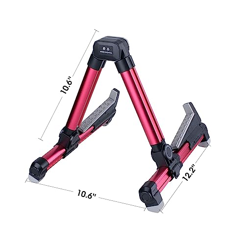 ENO MUSIC Folding Acoustic Guitar Stand, Suitable for Electric Guitars, Bass Guitars (Red) - color: Red