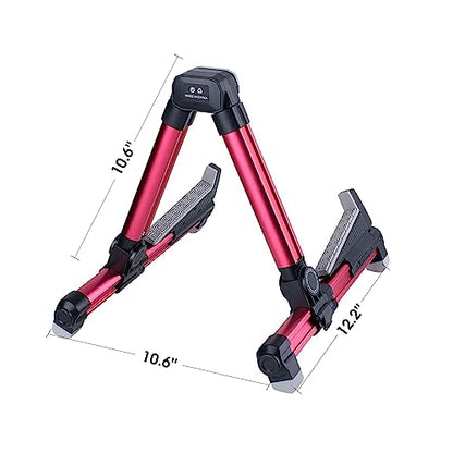 ENO MUSIC Folding Acoustic Guitar Stand, Suitable for Electric Guitars, Bass Guitars (Red) - color: Red