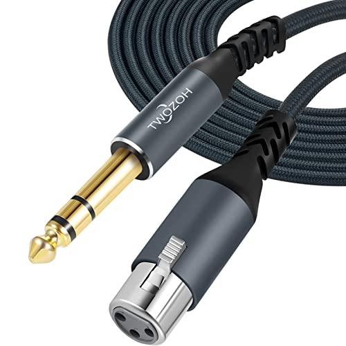 Twozoh XLR Female to 1/4 TRS Cable 15FT, Braided 6.35mm Stereo Jack Balanced to 3pin XLR Microphone Cable - color: 1/4 to XLR Female, size: 15FT