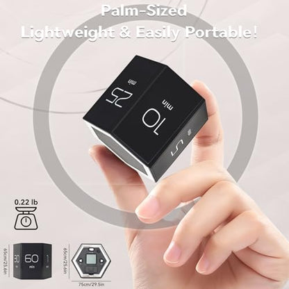 HomeBeyond Hexagon Flip Timer, Cube Countdown Clock with LCD Digital Display, Magnetic Suction, Mute Alarm Modes, Ideal for Study, Office, Gym, Kitchen, Black