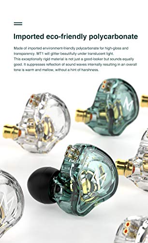 TRN MT1 in-Ear Earphone Headphones, HiFi in-Ear Earphone Earbud with New 10mm Composite Magnetic Dynamic Driver Monitor Earbuds with Detachable C Pin 0.75MM Cable(no mic,Green) - color: Green, style: 3.5 No Mic