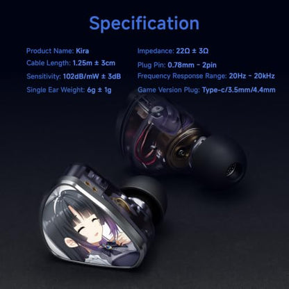 CVJ Kira Aureus in Ear Monitor Headphone,Wired Earbuds IEM 1DD HiFi Earbud | Single Driver, 0.78mm 2-pin 4.4mm Jack, Clear Sound & Deep Bass,Detachable 4.1ft Cable for Singer Musicians DJ(no Mic) - color: Kira Aureus, style: 4.4mm