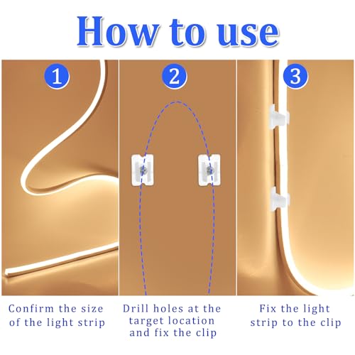 Waterproof LED Strip Mounting Clips Holder Mounting Bracket Neon Mounting Clips Fixing Clamps Holder with 30 Screws for 5mm to 6mm LED Strip Lighting, Translucent, Pack of 30 - color: 30 pcs