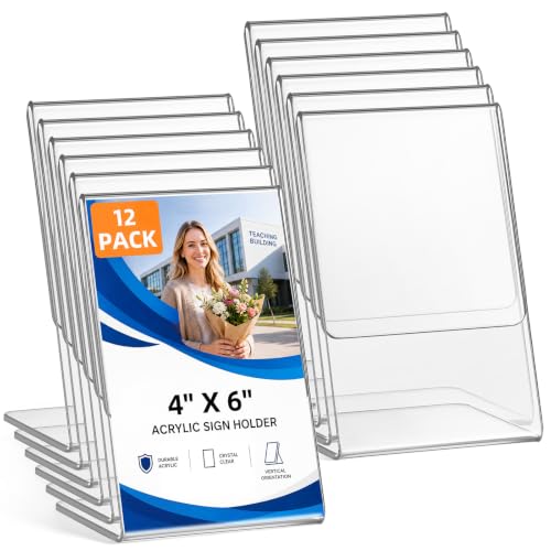 Ctosree 12 Pcs Acrylic L Shape Slant Desktop Photo Frame, 4 x 6 Inch - size: 4 x 6 Inch