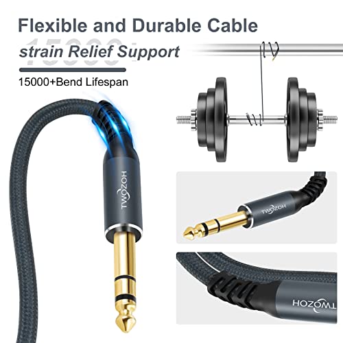 Twozoh XLR Female to 1/4 TRS Cable 10FT, Braided 6.35mm Stereo Jack Balanced to 3pin XLR Microphone Cable - color: 1/4 to XLR Female, size: 10FT