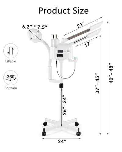 Artist hand Professional Facial Steamer with 5X LED Magnifying Lamp 4 in 1 | Hot and Cold Facial Steamer, Esthetician Steamer for Facial Fast Heating, Skin Care Machine for Beauty Salon Spa Home Use - size: White Hot/Cold & Magnifying Lamp 4-IN-1