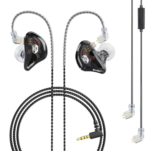 BASN Bsinger Pro in Ear Monitor Headphones,Dual Drivers 2-Pin IEM Earphones - color: Clear Black