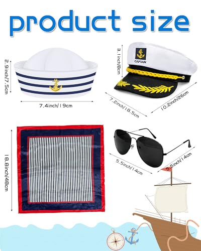 QLINLEAF Yacht Captain Hat Sailor Hat Boat Costume for Men Women Captains Halloween Costumes Dressing up Party White