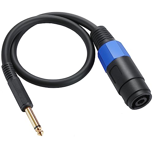 6.35mm Male TS Plug to Speakon Female Speaker Cord (50cm) | Speakon to 1/4" Mono Speaker Cable, Female Speak-on Jack to 6.35mm TS Plug for DJ/PA Speaker Cord (6.35mm Straight)
