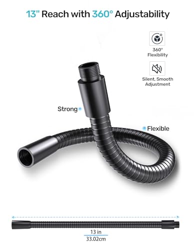 13" Microphone Gooseneck Extension, 5/8-27 Thread, 360° Swivel, Heavy Duty | 2.5 lb High Load Capacity, Flexible Metal Arm, Durable Build, Supports Mic/Webcam/Phone for Podium, Lecture, Recording, DIY - size: 13 Inch Gooseneck