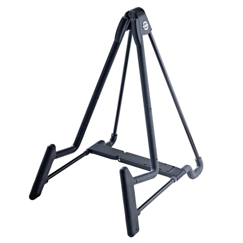 K&M König & Meyer 17581.014.55 Heli 2 Electric Folding A-Frame Guitar Stand for Electric Guitars | Adjustable and Collapsible | Sturdy and Durable Professional Choice | German Made Black