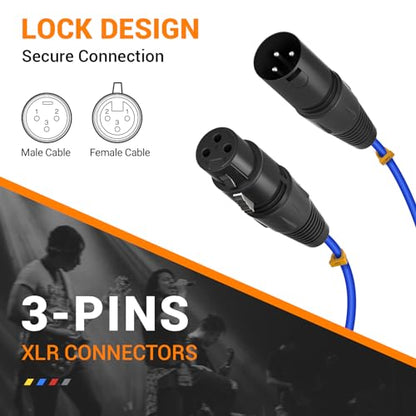 Phenyx Pro 4-Channel 3 ft XLR Microphone Snake Cable PCBL-4IN1-3-V2 | 4-in-1 Color-Coded Design, 3-Pin Male-to-Female XLR, 24 AWG OFC Copper, Mixers, IEM, Mic Systems - size: 3 Feet