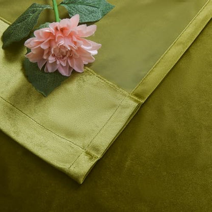 Roslynwood Olive Green Velvet Curtain 84 inch Long - Curtains Block Light Thermal Insulated Rod Pocket Window Drapes Set for Bedroom/Living Room, Olive Green, W52 x L84 inch, 2 Panels - color: Olive Green, size: 52"W x 84"L (Pack of 2)