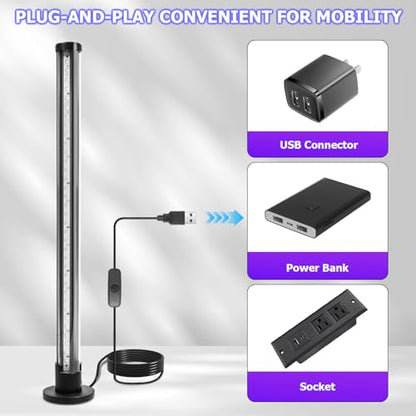 15W LED Black Lights, Vertical Standing Table Blacklight Fixture, 390-400nm, Desktop Led Black Light with Stand, 5FT Cord and Switch,Black Lights Party Supplies, 1pack