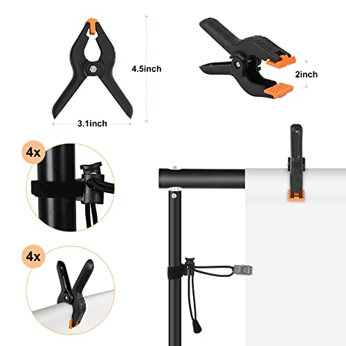 Backdrop Stand, Maxztill 8.5x10Ft Adjustable Photo Backdrop Stand Kit | Backdrop Stand for Parties,4 Crossbars,6 Background Clamps,4 Backdrop Clip Holder,2 Sandbags,1 Carry Bag for Wedding - size: 8.5X10ft Backdrop Stand
