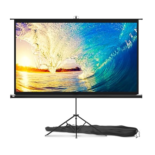PropVue Matte PVC Front Projector Screen with Stand, 16:9 HD, 84in, Black | Wrinkle-free, 1.1 gain wide angle, carry bag and tight strap, retractable adjustable design - size: 84 Inch 16:9 Aspect Ratio