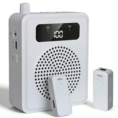 Wireless Voice Amplifier for Teachers, Portable Microphone and Speaker - color: White