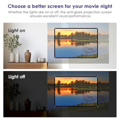 60-Inch Anti-Light Projector Screen, 4K HD 4:3 Portable Outdoor Movie Screen, Black Backing Foldable Indoor Projection Screen with High Gain & 160° Viewing Angle for Home Theater, Camping, RV