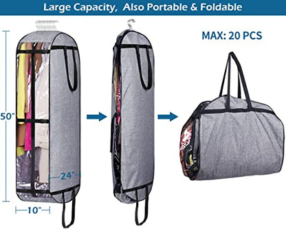 MISSLO Hanging Garment Bags for Travel Suit Bags for Closet Storage 50" Moving Bags for Clothes Dress Cover for Coat, Jacket, Shirt, Clothing - size: 50 inch