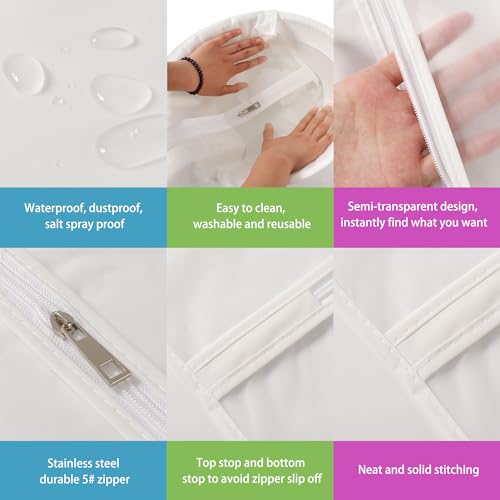 Garment Bags 12 Pack, 24x40 Inch Clothes Covers for Closet | Dust Proof Translucent PEVA, Full-Length Zipper, 12 Mid-Length Bags, for Suits, Shirts and Seasonal Rotation - size: 24" x 40" 12 Piece Set
