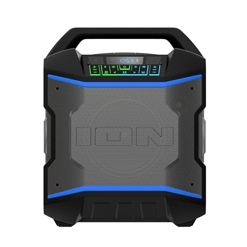 ION Block Rocker 120W Bluetooth Outdoor Speaker with Wheels | Water Resistant, Radio, Karaoke Mic, USB Charging, Stereo Linking, Bass Boost and App Control, for Parties and Outdoor Events - style: 120W water-resistant