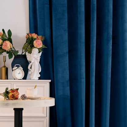 BGment Blackout Velvet Curtains 72 Inches Long for Bedroom, Dark Blue | Noise Reducing, Thermal Insulated, Room Darkening, Super Soft Window Curtains, Back Tab Rod Pocket, 2 Panels, 52 x 72 Inch - color: Blue, size: 52"W x 72"L (Pack of 2)
