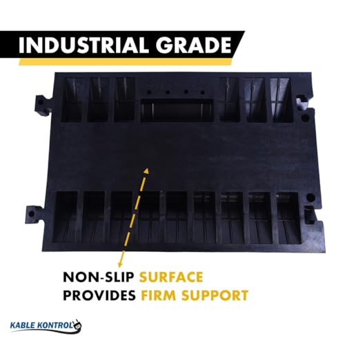 Kable Kontrol Atlas Heavy Duty Cable Protector Ramp - 2 Channel - 1 Pc - 35” Long Black & Yellow – 32000 Lbs Capacity - Rubber Speed Bump Wire Protector Cord Cover – CP9985 - size: 2 Channel - 35" - 1 Unit
