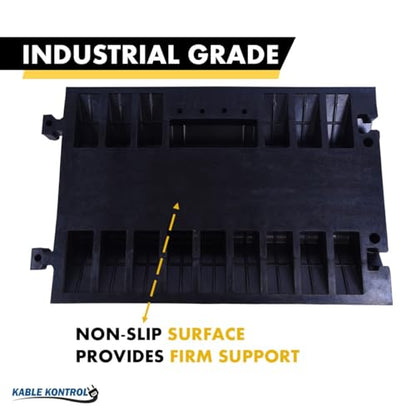Kable Kontrol Atlas Heavy Duty Cable Protector Ramp - 2 Channel - 1 Pc - 35” Long Black & Yellow – 32000 Lbs Capacity - Rubber Speed Bump Wire Protector Cord Cover – CP9985 - size: 2 Channel - 35" - 1 Unit