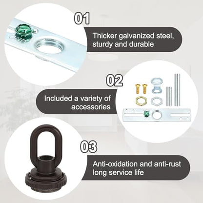 4" Universal Light Fixture Cross Bar Kit, 2 Set 1/4 IP Center Ceiling Light Plate Mounting Hardware Repair Set Dark Brown - color: Dark Brown