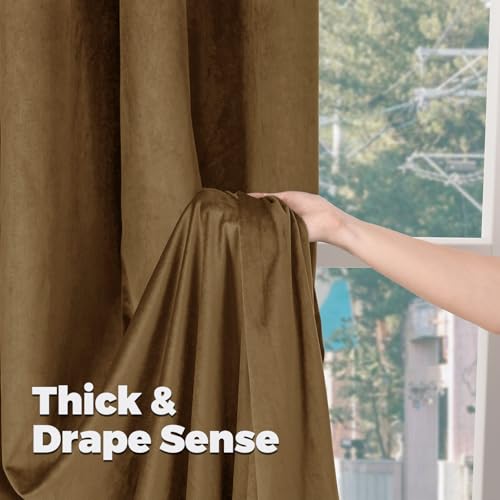 BGment Velvet Curtains for Living Room, 2 Panels, 42x84 Inch, Bronze Brown | Elegant Black Out Curtains 84 Inch Long, Thick, Thermal Insulated, Noise Reduce, Luxury Bedroom Drapes, Back Tab Rod Pocket - color: Bronze Brown, size: 42"W x 84"L (Pack of 2)