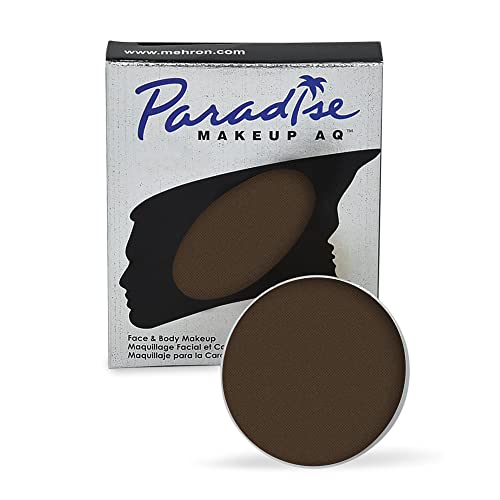 Mehron Makeup Paradise AQ - DARK BROWN, Water-Activated Face & Body Paint - color: Dark Brown, size: 0.25 Ounce