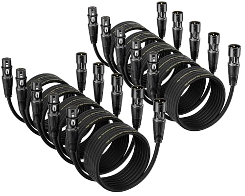 XLR Cables 3 Ft 10 Packs - Male to Female Microphone Cable Mic Cable - size: 3 Feet-10 Pack