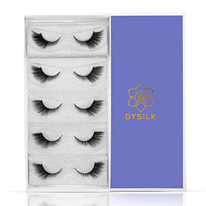 DYSILK Eyelashes Mink Lashes - False Eyelashes Fake Lashes 5 Pairs 6D Lashes Cat Eye Fake Eyelashes Strip Lashes Reusable Faux Mink Eyelashes Lash Extension Kit | Angel 4mm-17mm - color: 5 Pairs- 10