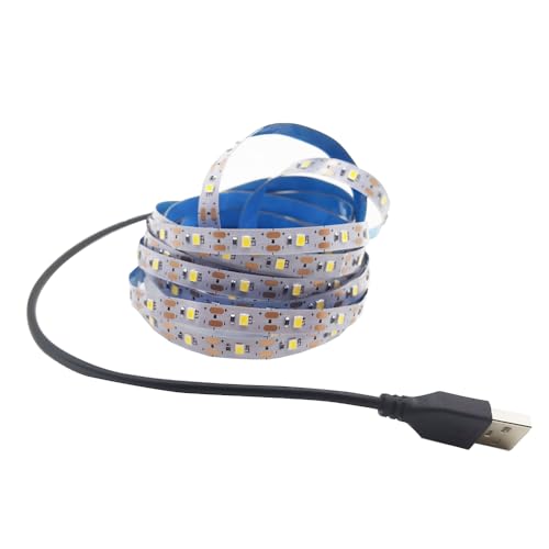 USB LED Strip Light Natural White 4500K 5V USB Powered 16.4ft/5M 300LEDs Flexible SMD2835 No-Waterproof IP20 LED Tape Lights for TV Background Lighting Tape Home Decor Lamp - color: Natural White