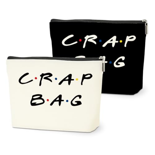 2 PCS Friend Gifts Makeup Bag, Best Friend Birthday Gifts Cosmetic Bag | Funny Friends Theme Cosmetic Bags, Christmas Graduation Friendship Gifts for Women Men Best Friends Mom, Black White - color: Multicolor 0082