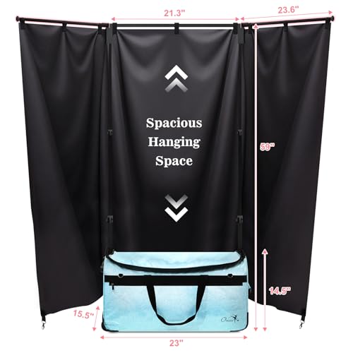 Dance Bag with Garment Rack and Curtain, 23" Dance Competition Duffle Bag | Glitter Waterproof Fabric | Portable Dance Changing Room Suitcase for Dancers, Athletes and Cheerleaders - color: 23" Glitter Blue