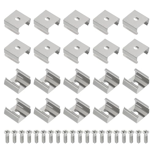 PATIKIL LED Strip Clips, 80pcs Stainless Steel Mounting Brackets Fixing Clip Clamp Support Holder with Screws for 14mm to 15mm LED Strip Lighting Cable - size: 14mm to 15mm