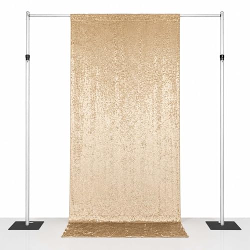 Efavormart Beige Premium Crushed Velvet Backdrop Curtain 5ft x 12ft – Event Drape Panel & Photo Booth Background with Rod Pocket, 70% Blackout - color: Beige, size: 5ft x 12ft