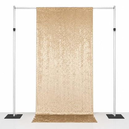Efavormart Beige Premium Crushed Velvet Backdrop Curtain 5ft x 12ft – Event Drape Panel & Photo Booth Background with Rod Pocket, 70% Blackout - color: Beige, size: 5ft x 12ft