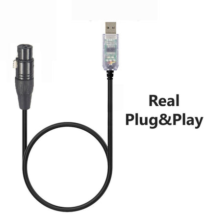 USB to DMX Cable RS485 Adapter Converter 3PIN XLR Female DMX512 Interface Freestyler Software PC Control Dimmer Cable with FT232RL Chip Support Win10 Mac OS (3 Meters) - color: Black, style: Female Connector-3M