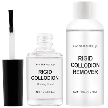 CCbeauty Rigid Collodion and Remover Kit, Professional Fake Scar FX Makeup, 15ml Scarring Liquid & 50ml Remover Combo, Special Effects SFX Makeup Kit, Scar Liquid For Halloween Costume, Stage, Theater